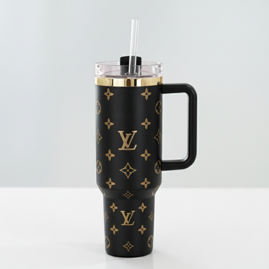 40oz Luxury-Inspired Quencher Tumbler – Matte Black